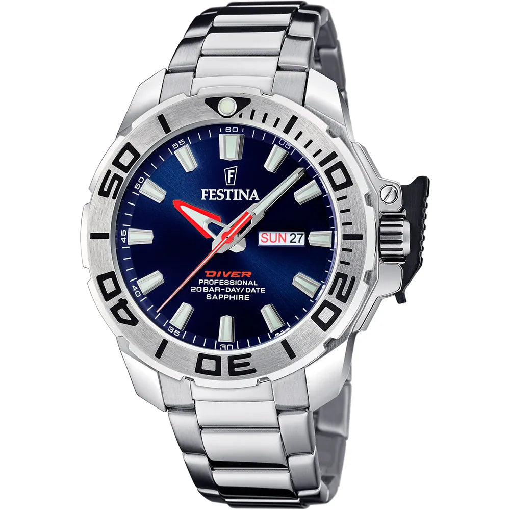 Men's Dive Watches with Stainless Steel -Festina Diver Men's Blue Watch F20665/1