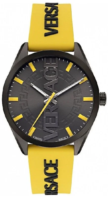 Men's Swiss Watch Christmas Gift Edition-Versace Men's Watch V-Vertical 42mm Black Yellow VE3H00222