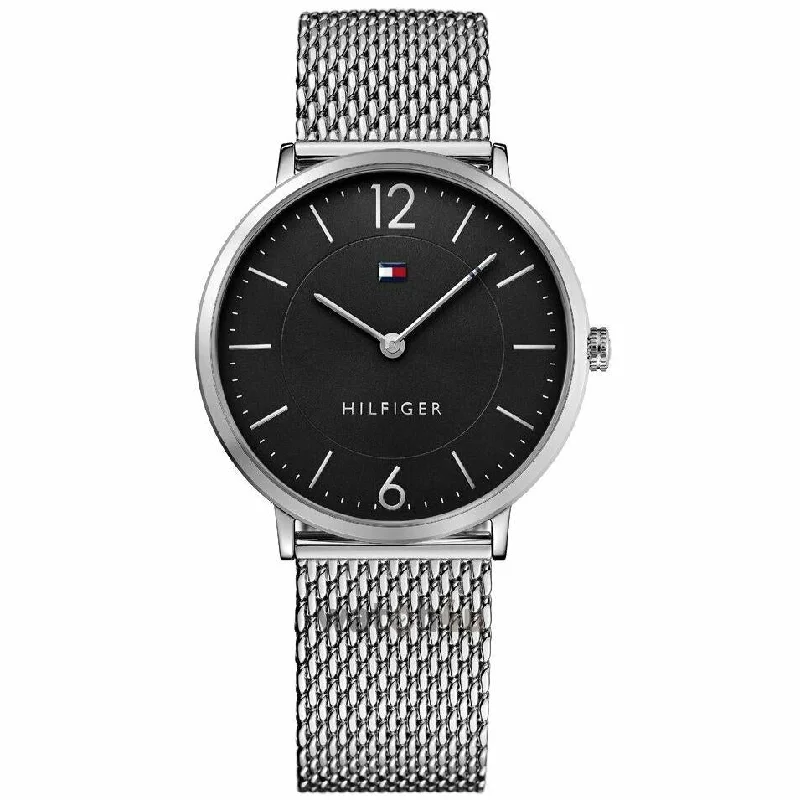 Men's Party Wear Slim Watches-Tommy Hilfiger 1710355 Men's Black Watch