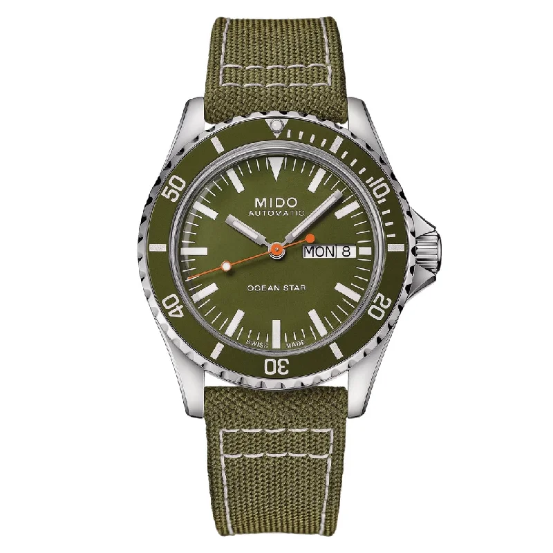 Men's Wedding Style Sports Watches-Orologio Mido Ocean Star Tribute verde militare canvas