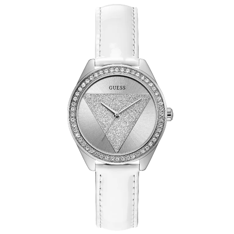 Men's Modern Design Dress Watches-Guess W0884L2 Ladies White Tri- Glitz Watch