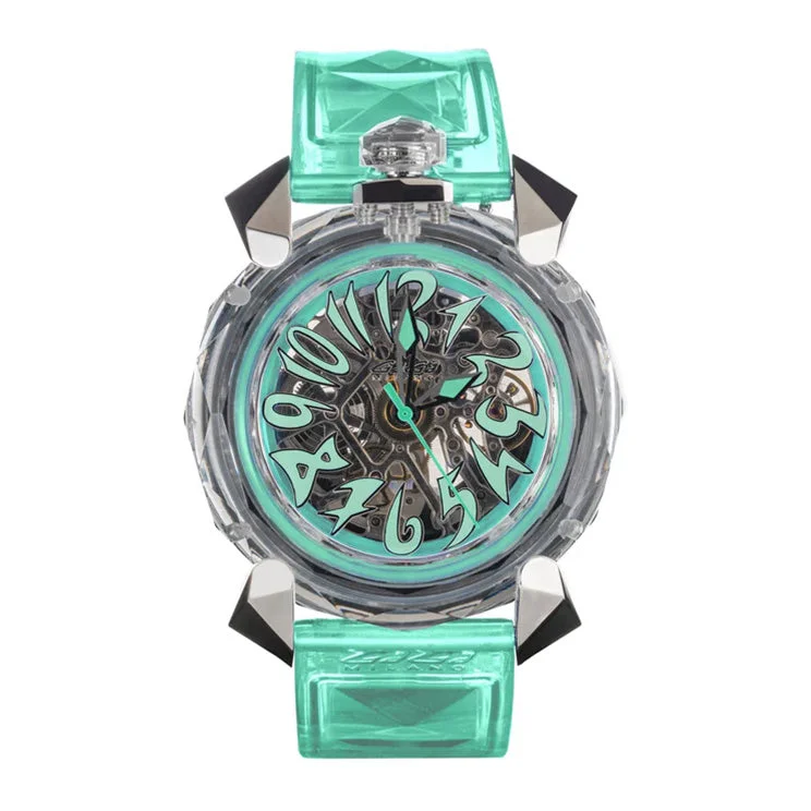 Unisex Personalized Design Watches-Gagà Milano Watch Crystal 46mm Skeleton Aquamarine