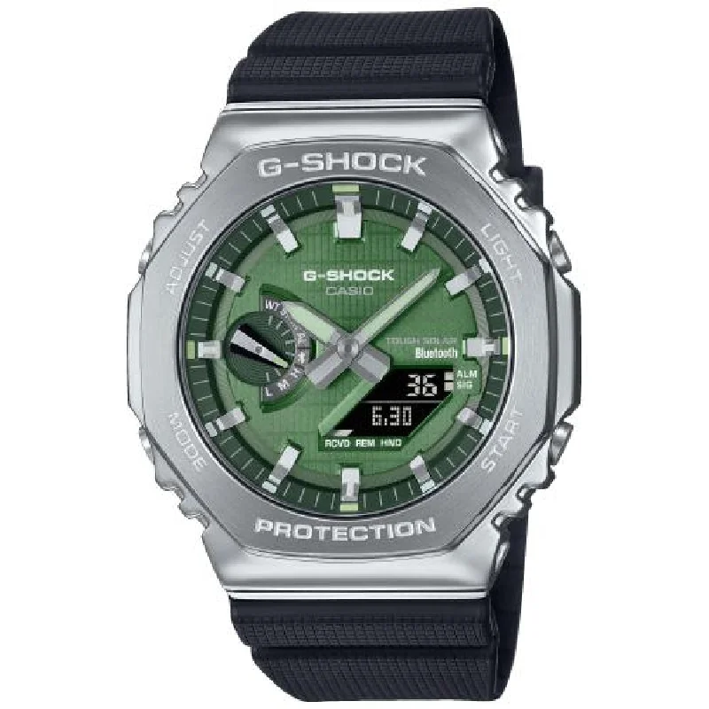 Men's Stylish Style Men's Sports Watches-Orologio G-Shock acciaio GBM-2100A-1A3ER solare e bluetooth verde