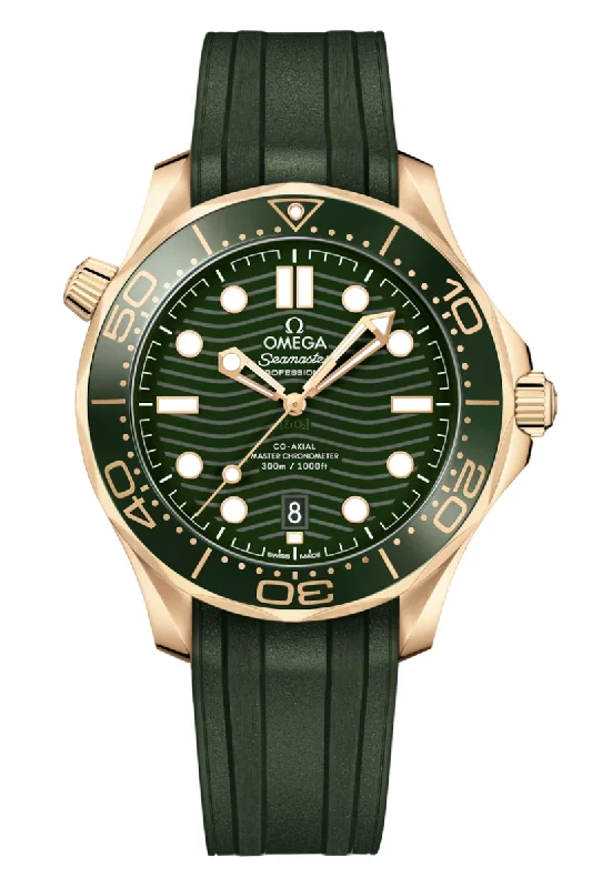 Men's Gold Dress Watches-Omega Seamaster Diver 300M Moonshine Gold Master Chronometer 210.62.42.20.10.001