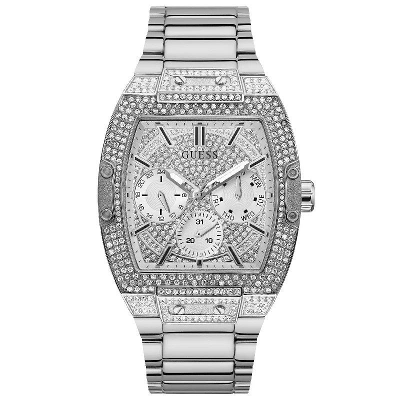 Men's Large Size Design Dress Watches-Guess GW0094G1 Men's Phoenix Silver Watch