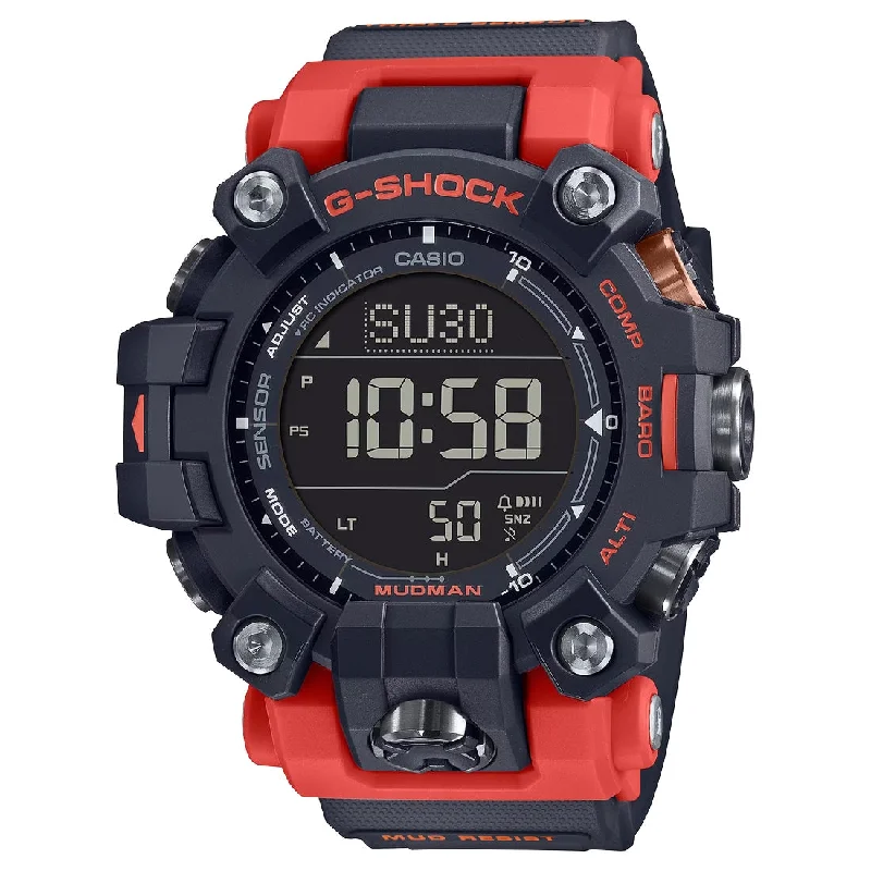 Men's Indoor Radio Reception Watches-Orologio G-Shock GW-9500-1A4ER Mudman rosso e nero