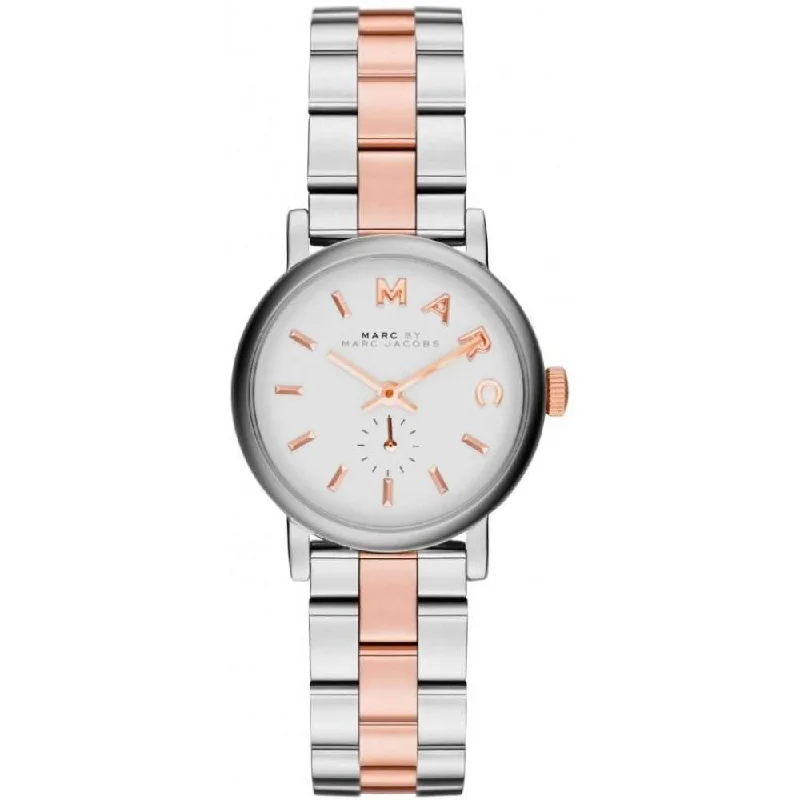 Men's Rectangular Case Style Dress Watches-Marc Jacobs MBM3331 Ladies Baker Mini Two-Tone Watch