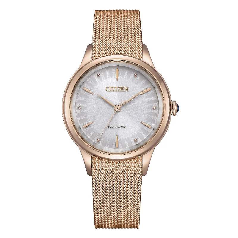 Women's Mechanical Watch Small Size Edition-Orologio donna Citizen Gerbera EM1153-88A mesh dorato rosa Women's Mechanical Watch Small Size Edition-Orologio donna Citizen Gerbera EM1153-88A mesh dorato rosa