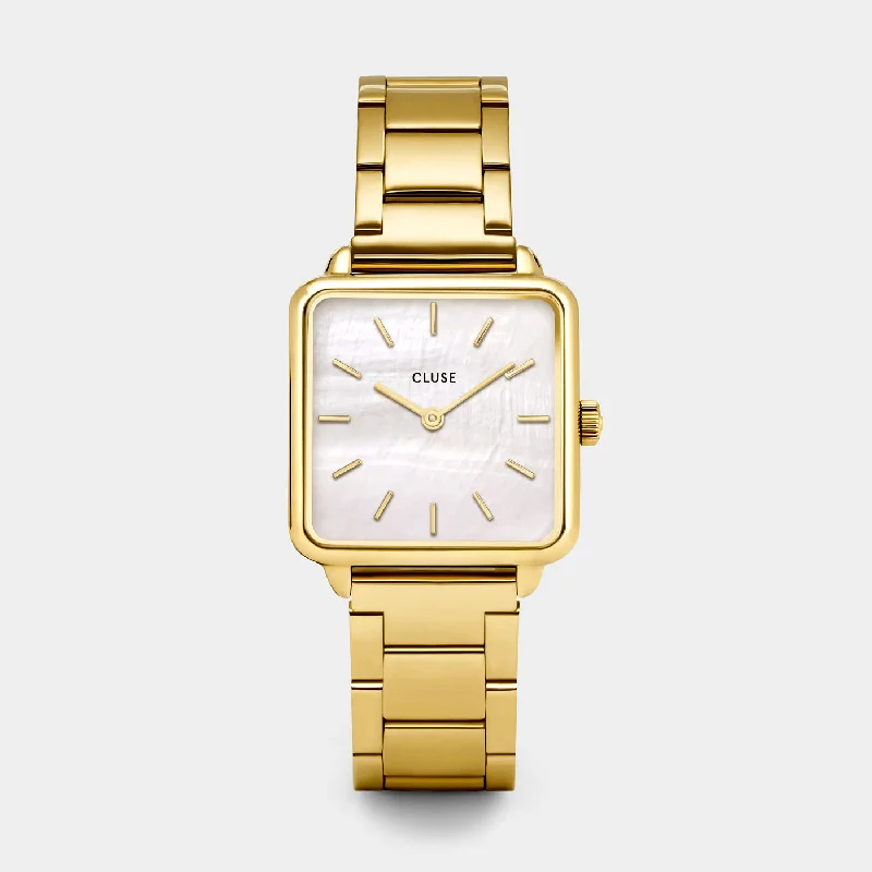 Women's Party Wear Design Mechanical Watches-La Tétragone Watch Steel, White Pearl, Gold Colour