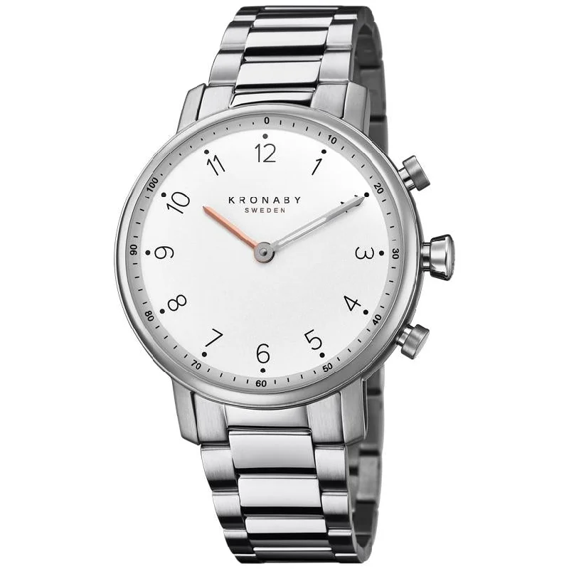Men's Monogrammed Slim Watches-Kronaby S0710/1 Ladies White Nord Hybrid Smartwatch