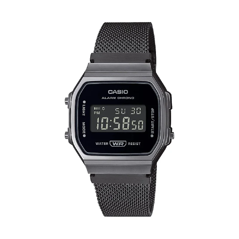 Women's Monogrammed Style Women's Mechanical Watches-Casio vintage A168WEMB-1BEF bracciale mesh nero