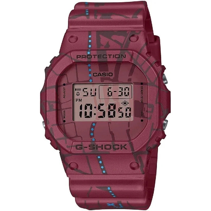 Unisex Round Case Style Watches-Casio G-Shock Men's Red Watch DW-5600SBY-4ER