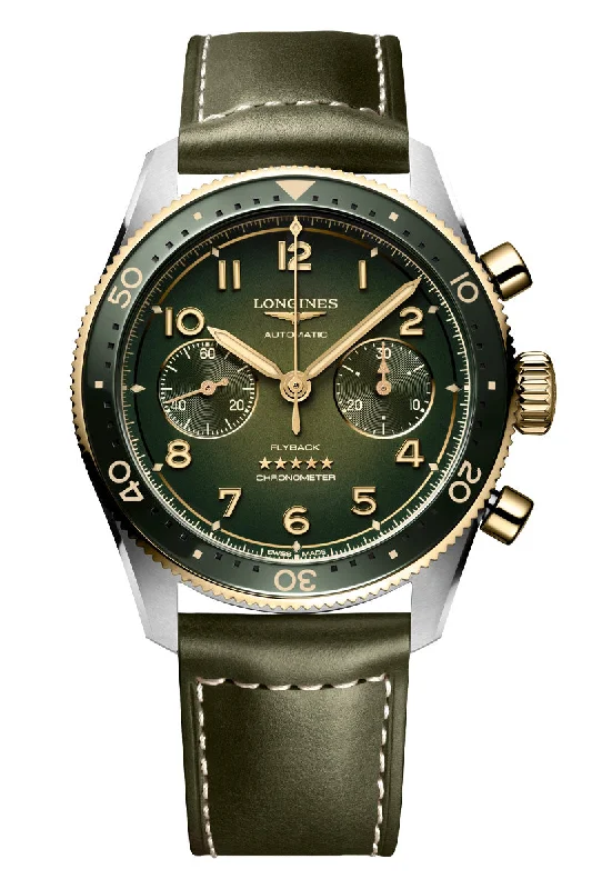 Men's Rectangular Case Style Dress Watches-Longines Spirit Flyback Chronograph Bicolor L3.821.5.53.2