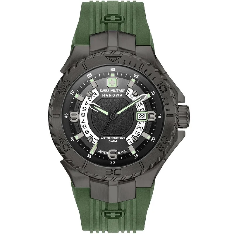 Men's Field Watches Japanese Made Edition-Swiss Military Hanowa Seaman Green Watch 06-4327.13.007.06