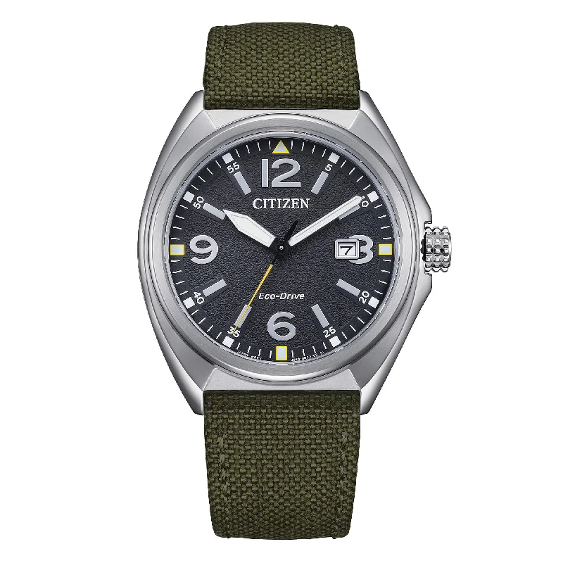 Men's Christmas Gift Style Men's Sports Watches-Orologio Citizen Military in acciaio cinturino in tessuto verde AW1571-09E