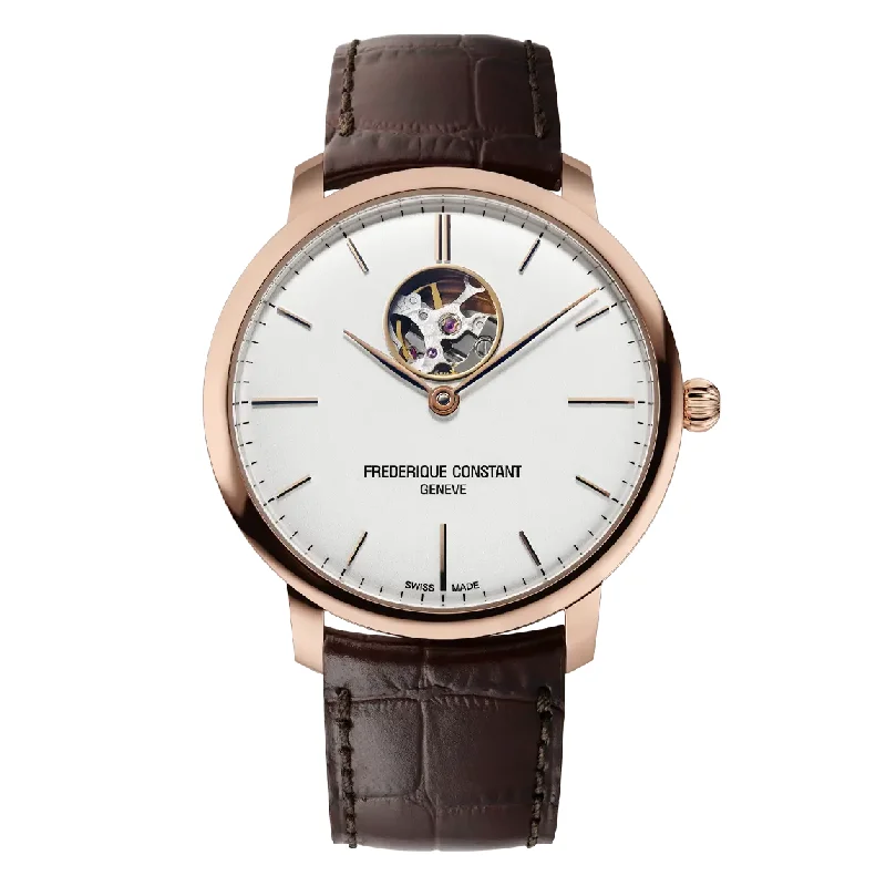 Men's Swiss Watch Autumn Edition-Frederique Constant Watch Slimline Heart Beat Automatic Rose Gold PVD FC-312V4S4