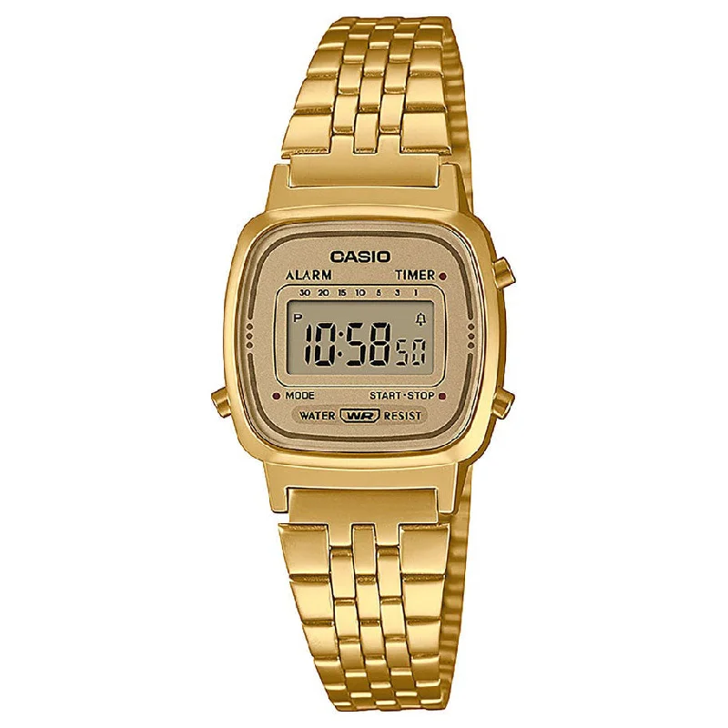 Unisex Smart Style Watches-Casio Vintage Unisex Gold Watch LA670WETG-9AEF