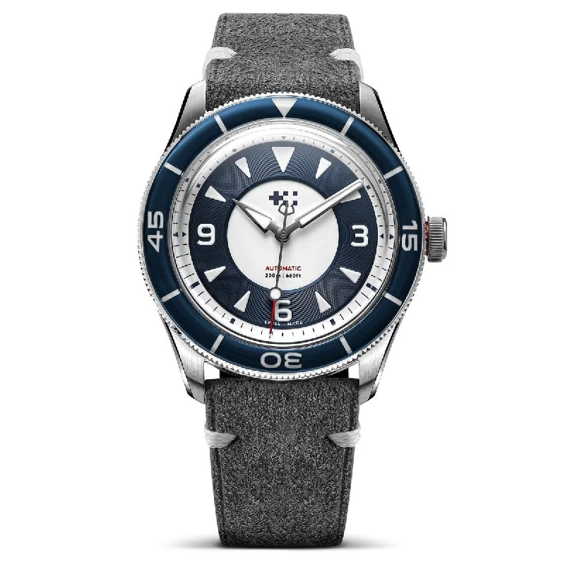 Men's Dive Watches with Advanced Timekeeping Features -Christopher Ward + WatchGecko C65 Aquitaine - Overton Grey Suede