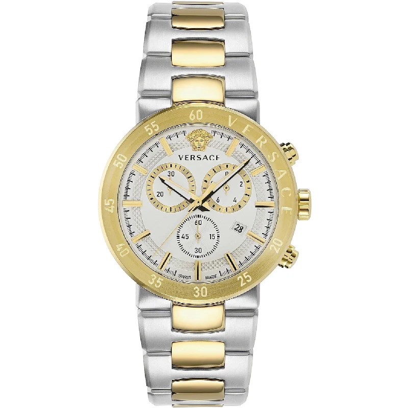 Men's Swiss Watch Business Meeting Edition-Versace Urban Mystique Men's Chronograph Silver Gold Watch VEPY00620