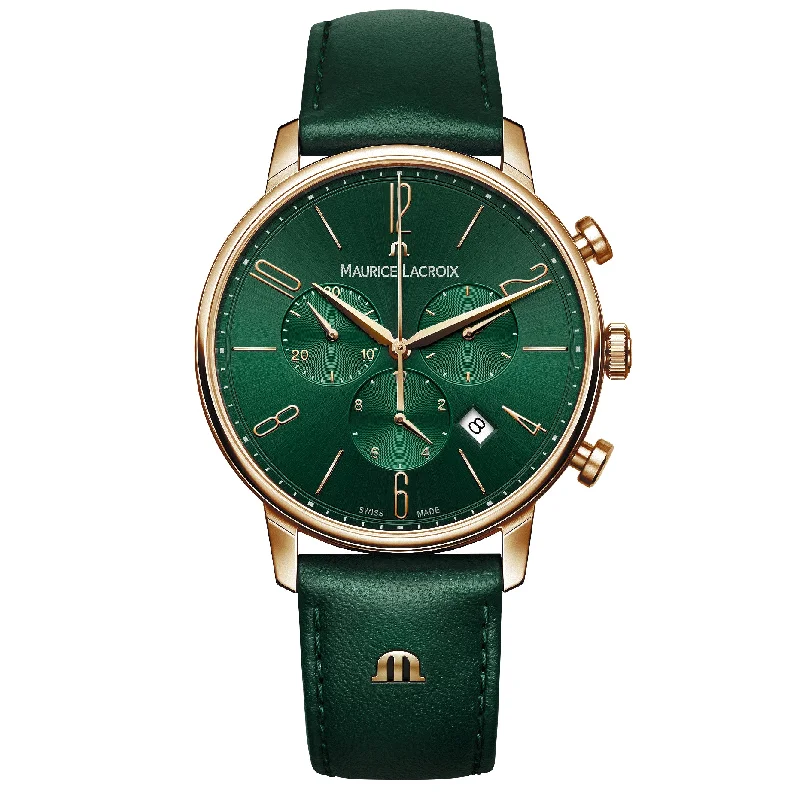 Men's Swiss Watch Reviews-Maurice Lacroix Men's Green Eliros Chronograph  Watch EL1098-PVP01-620-5