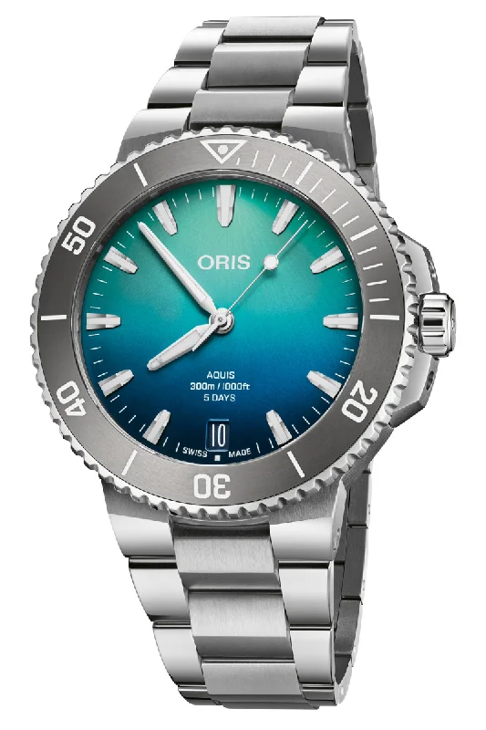 Men's Gold Dress Watches-Oris Aquis Great Barrier Reef 43.5mm Limited Edition IV 01 400 7790 4185-Set