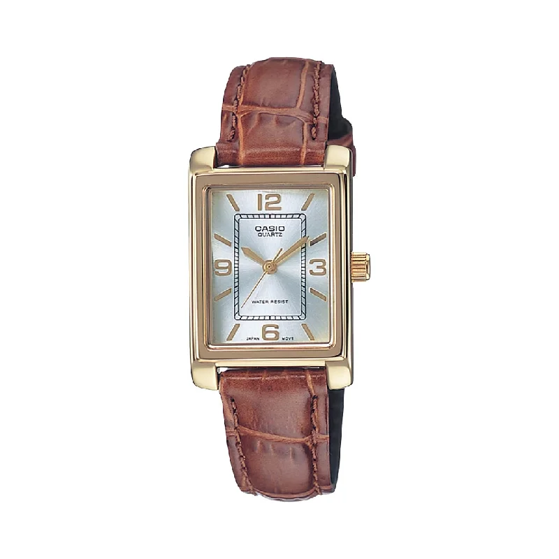 Women's Holiday Season Design Mechanical Watches-Casio collection LTP-1234PGL-7AEG dorato giallo cinturino pelle