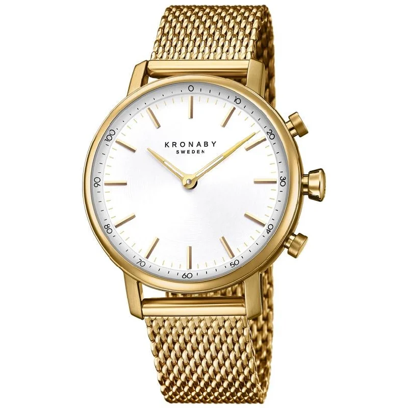 Men's Engraved Dress Watches-Kronaby S0716/1 Ladies Gold Carat Hybrid Smartwatch