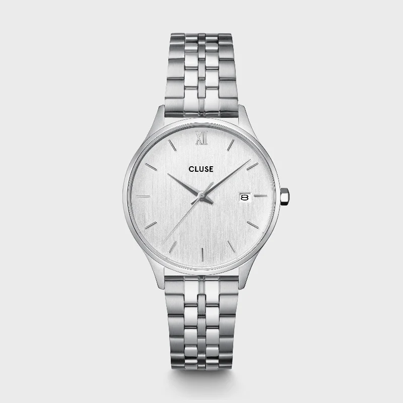 Women's Date Night Design Mechanical Watches-Minuit Date Watch Steel, Full Silver Colour