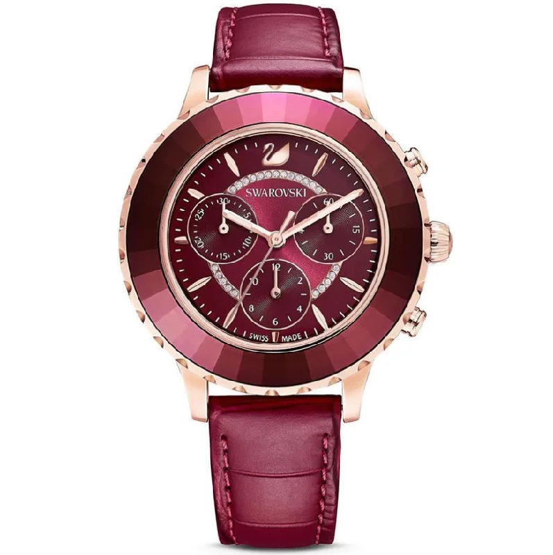 Men's Swiss Watch Anniversary Edition-Swarovski Watch Octea Lux Chrono Red Purple 5547642