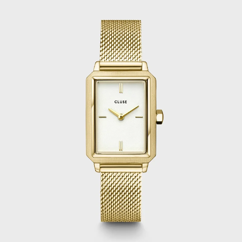 Women's Hand-Wound Mechanical Watches-Fluette Watch Mesh White, Gold Colour