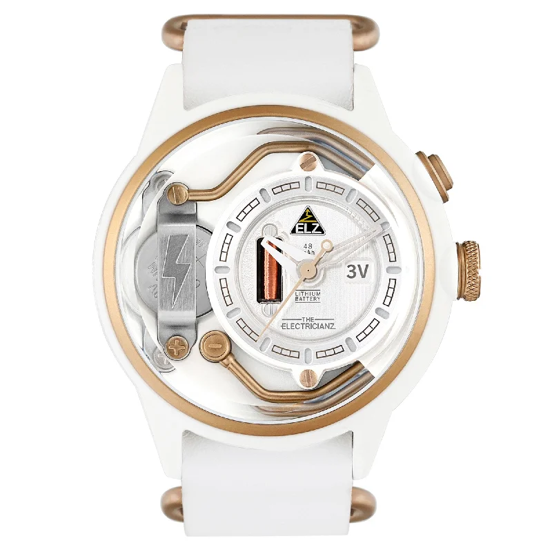 Men's Field Watches Tonneau Case Edition-Electricianz White Snow Watch ZZ-A1C/04
