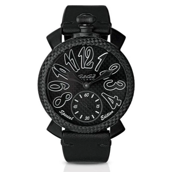 Men's Swiss Hybrid Edition-Gagà Milano Watch Manuale 48mm Special Edition Black Carbon Men's Swiss Hybrid Edition-Gagà Milano Watch Manuale 48mm Special Edition Black Carbon