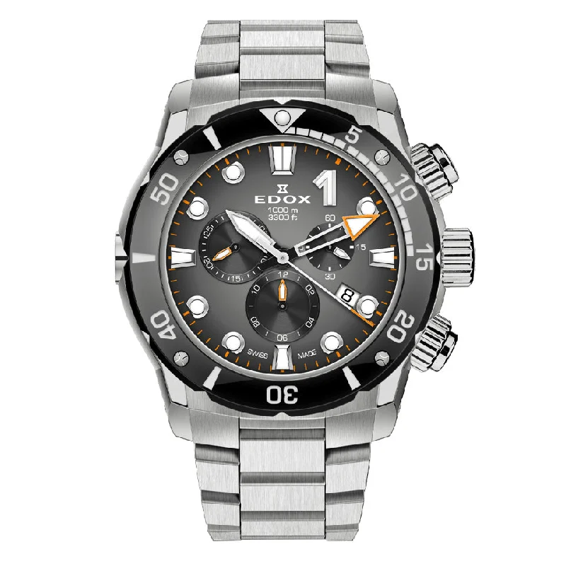 Men's Swiss Wedding Edition-Edox Men's Watch CO-1 Chronograph Black Titanium 10242-TINM-GIDNO