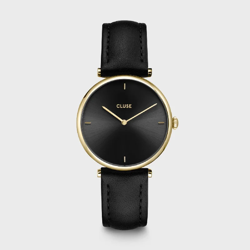 Women's Night Out Design Mechanical Watches-Triomphe Watch Leather, Black, Gold colour
