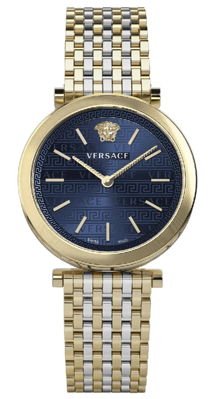 Men's Swiss Romantic Dinner Edition-Versace Ladies Watch V-Twist 36mm Blue Two-Tone Bracelet VELS01319
