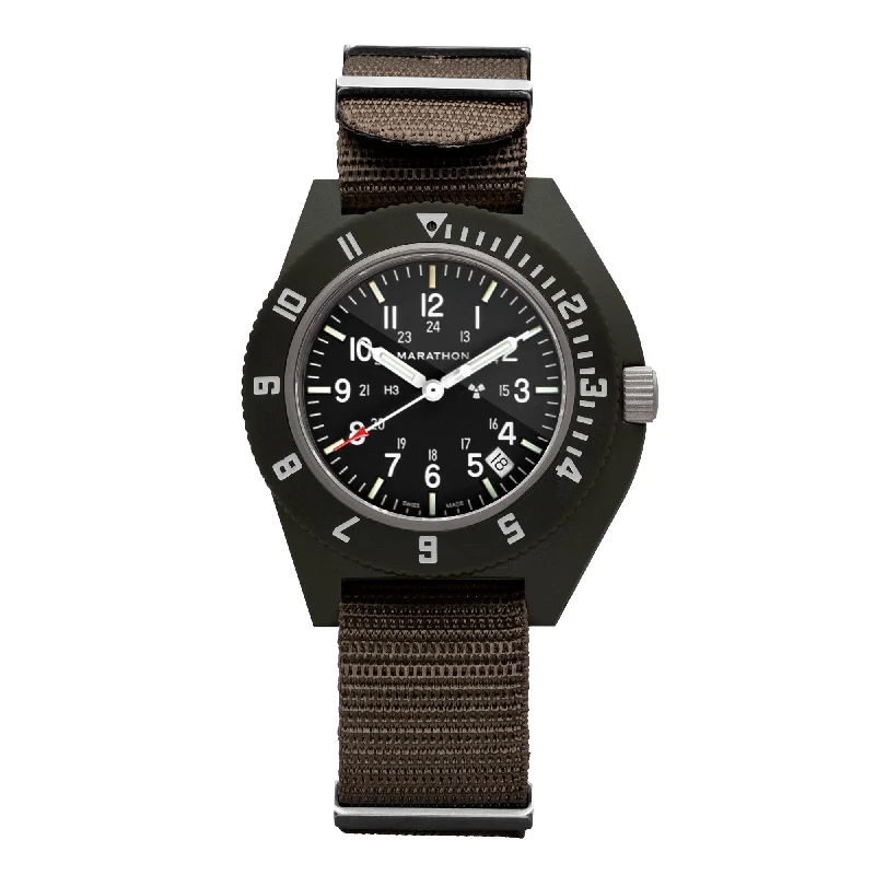 Men's Small Field Watches-41mm Sage Green Pilot's Navigator with Date (Quartz)