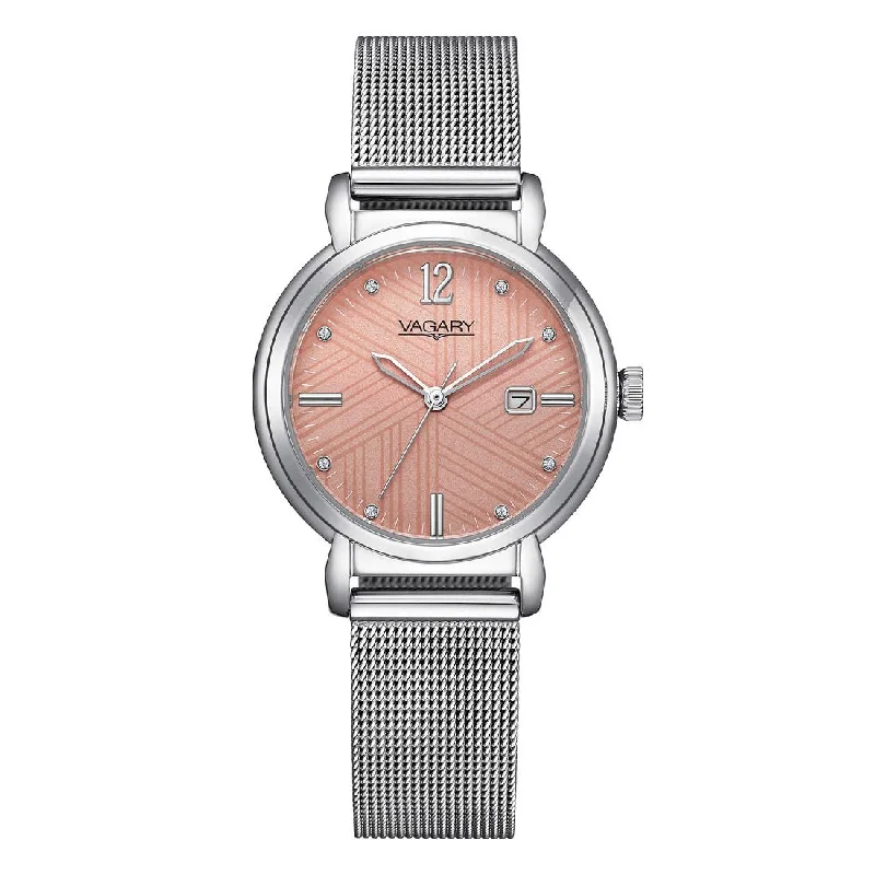 Women's Mechanical Watch Christmas Gift Edition-Orologio Vagary Flair da donna salmone in acciaio IU3-410-91