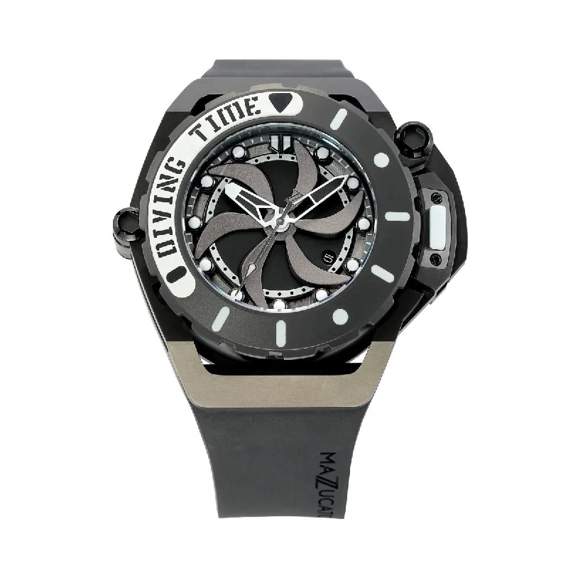 Men's Dive Watches for Travel -Mazzucato Black Rim Scuba Automatic Watch SUB02-BKCG9