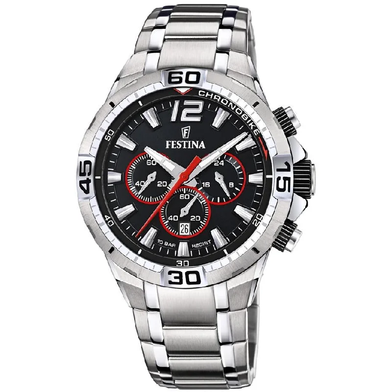 Men's Customized Design Dress Watches-Festina F20522/6 Men's Black Chrono Bike Watch