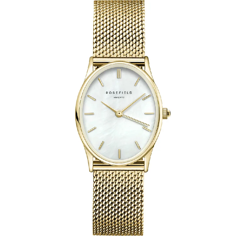 Women's Dress Watches Sale-Rosefield OWGMG-OV10 The Oval Mother of Pearl Gold Ladies Watch