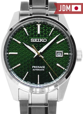 Men's Rectangular Case Dress Watches-Presage Automatic Sharp Edged Tokiwa Green Ref. SARX079