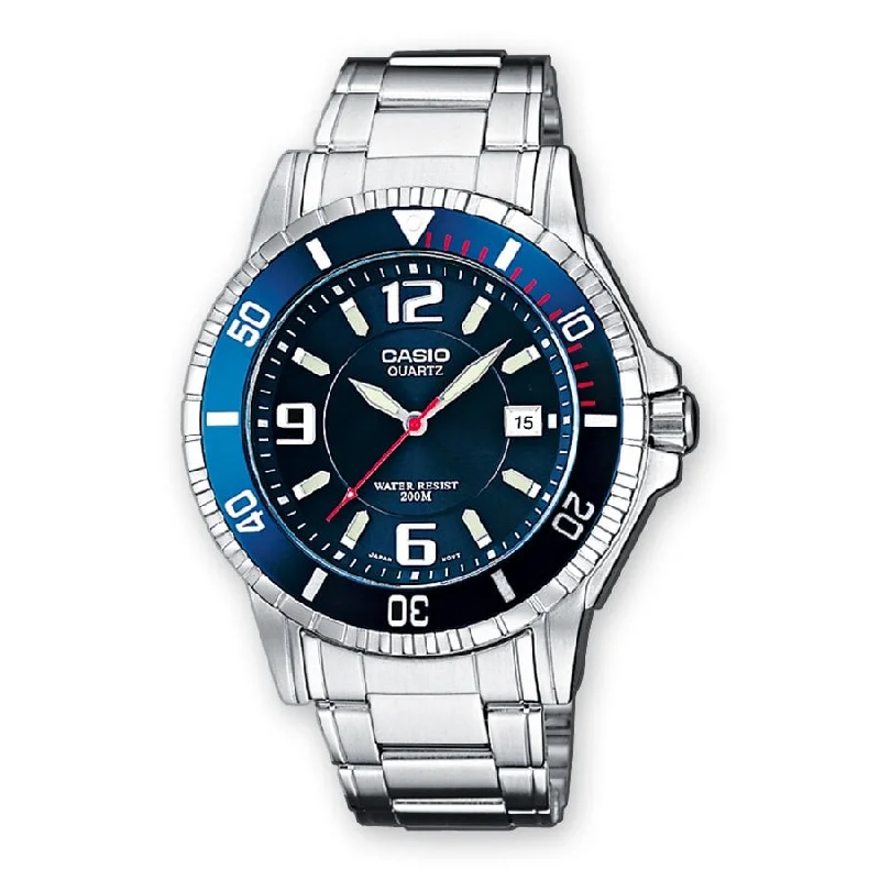 Men's Medium Size Design Sports Watches-Orologio Casio MTD-1053D-2AVES quadrante blu