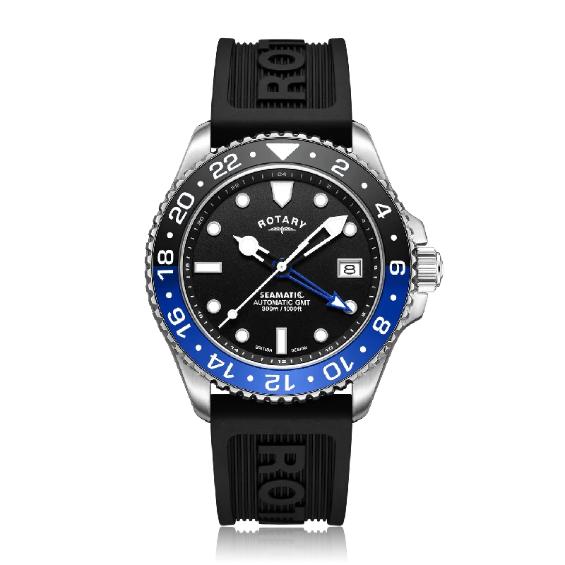 Men's GMT Watches with Comfortable Fit -Rotary Seamatic GMT Men's Blue Black Watch GS04378/96 Men's GMT Watches with Comfortable Fit -Rotary Seamatic GMT Men's Blue Black Watch GS04378/96