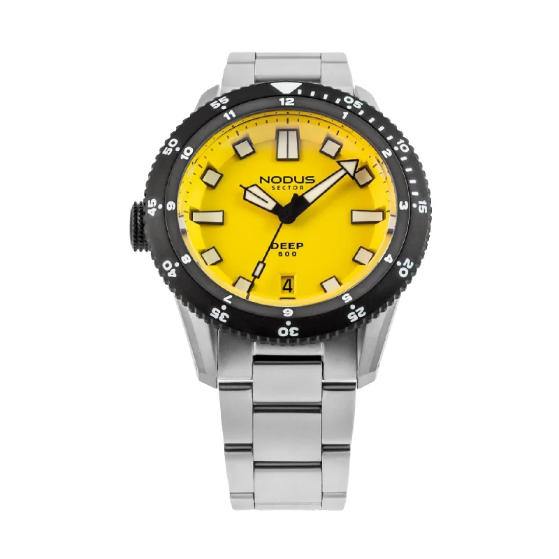 Men's Dive Watches with Adjustable Depth Monitor -Nodus Sector Deep Destro Automatic Dive Watch - Flare Yellow Dial