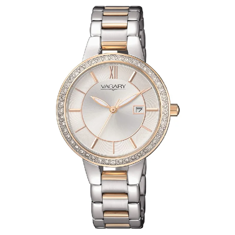 Women's Mechanical Watch Party Wear Edition-Orologio Vagary Flair da donna in acciaio bicolore oro rosa IU3-339-11