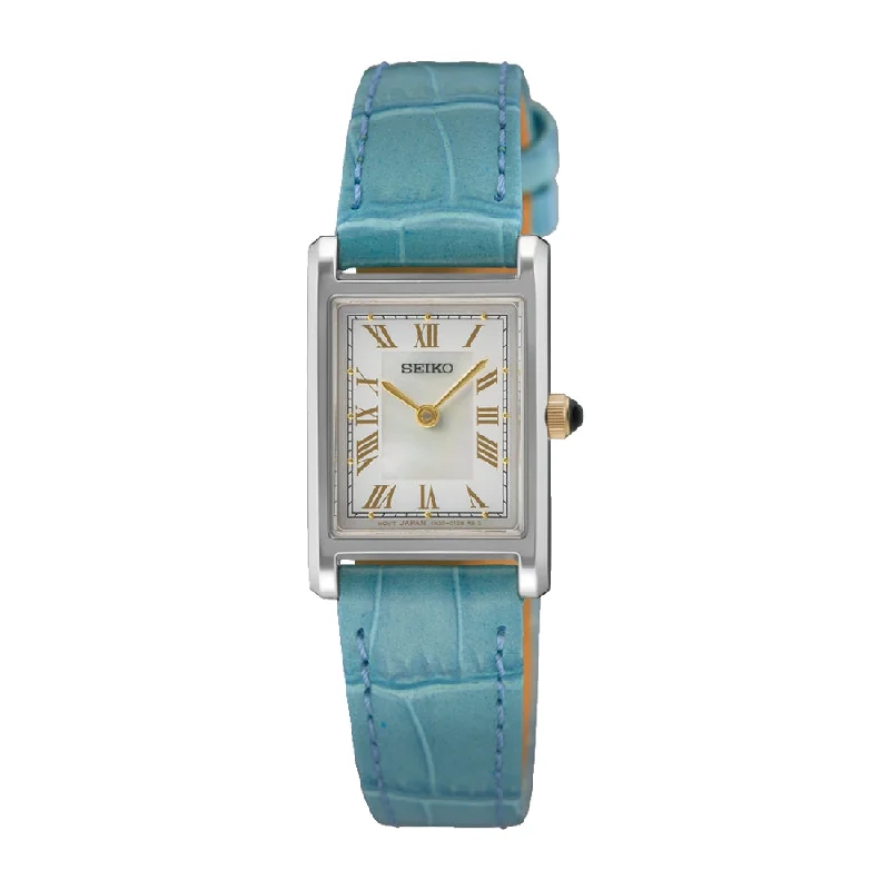 Women's Mechanical Watch Japanese Made Edition-Orologio Seiko SWR101P1 rettangolare donna quadrante madreperla