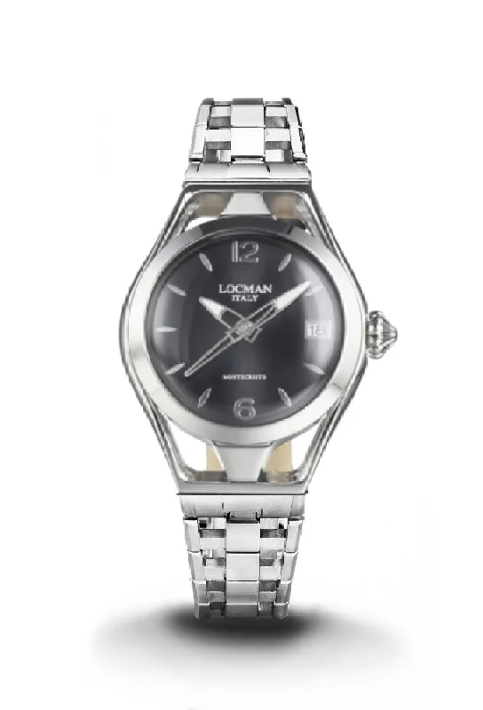 Women's Monogrammed Style Mechanical Watches-Locman Montecristo lady nero bracciale acciaio 0526A01A-00BKNKB0 Women's Monogrammed Style Mechanical Watches-Locman Montecristo lady nero bracciale acciaio 0526A01A-00BKNKB0
