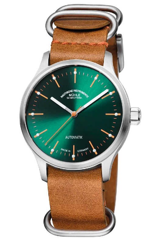 Men's Automatic Wind Design Dress Watches-Mühle Glashütte Panova Green M1-40-76-NB-L-II