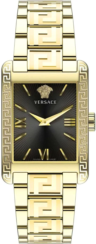 Men's Swiss Autumn Edition-Versace Ladies Watch Tonneau 33mm Black Gold Bracelet VE1C01122