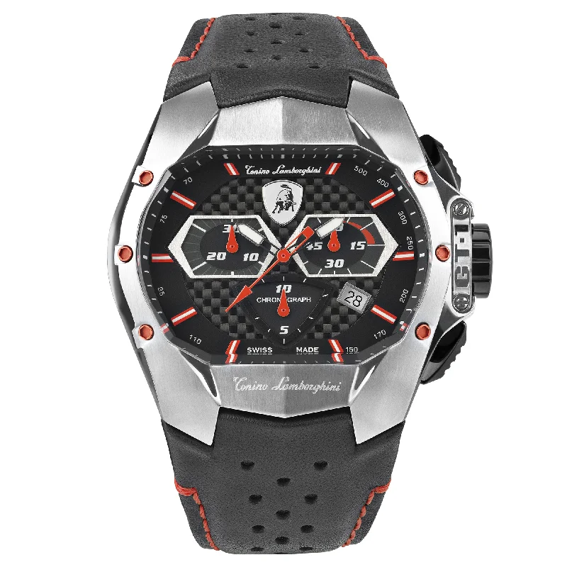 Men's Engraved Dress Watches-Tonino Lamborghini T9GA-SS Men's Black GT1 Watch